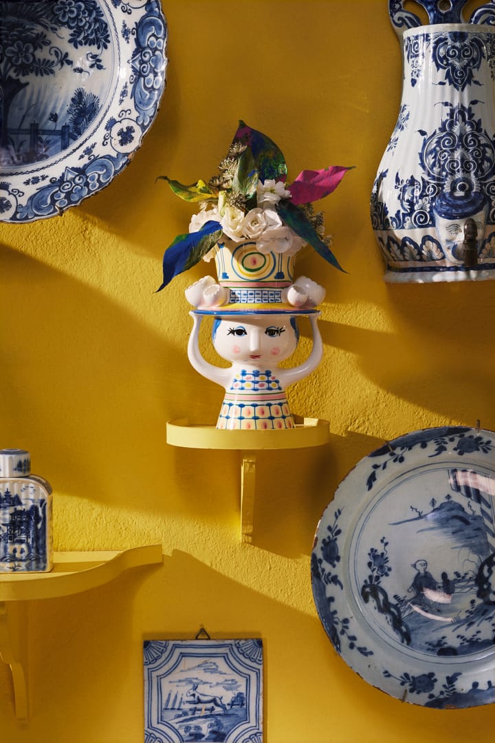 Lady with hat vase H20,5 cm, Blå Bjørn Wiinblad