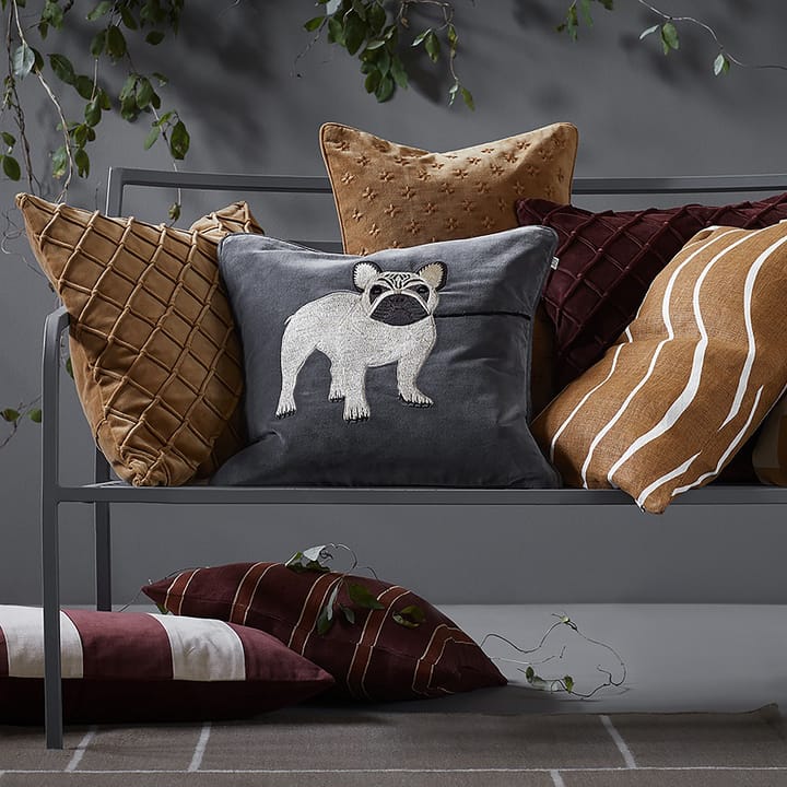 Embroidered French Bull Dog putevar 50x50 cm, Grå Chhatwal & Jonsson
