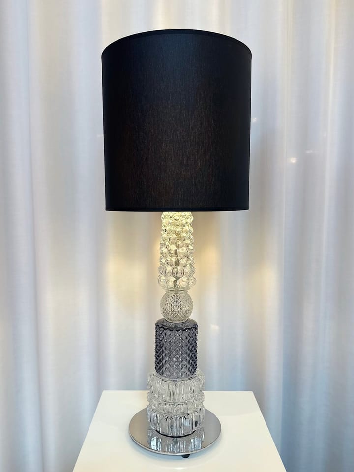 Mini Vintage bordlampe 70 cm glass/Chintz svart, Beige Design By Us