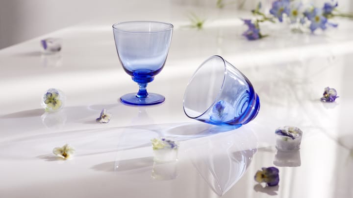 Flow glass på fot 35 cl, Mørkeblå Holmegaard