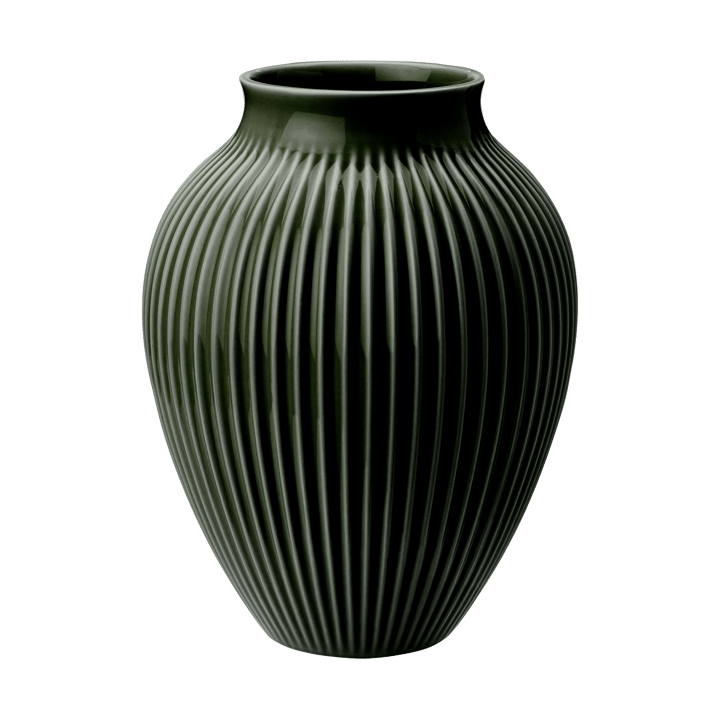 Knabstrup riflet vase 20 cm, Dark green Knabstrup Keramik