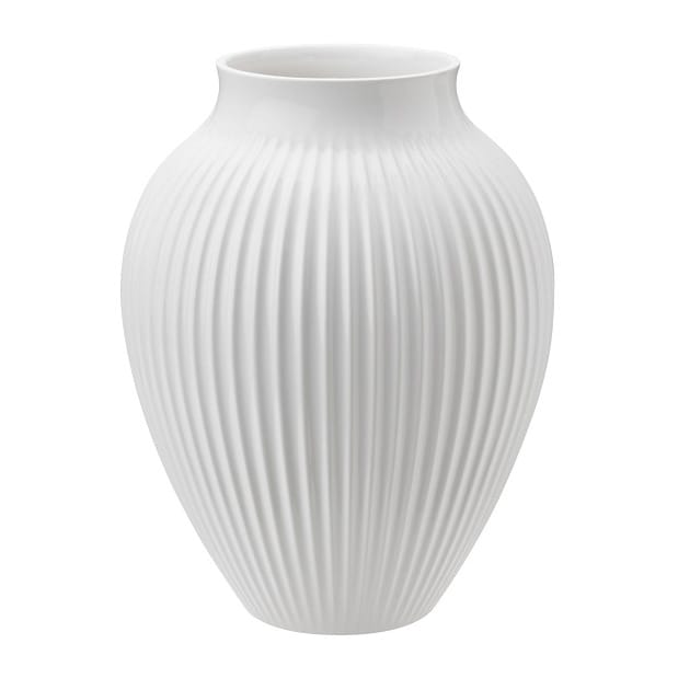 Knabstrup riflet vase 20 cm, Hvit Knabstrup Keramik
