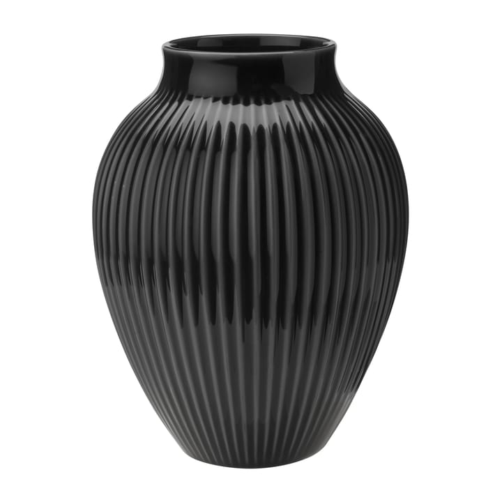 Knabstrup riflet vase 20 cm, Svart Knabstrup Keramik