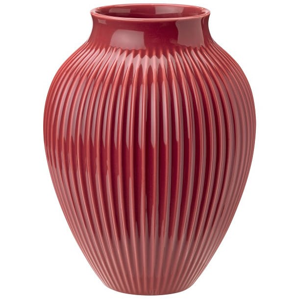 Knabstrup riflet vase 27 cm, Bordeaux Knabstrup Keramik