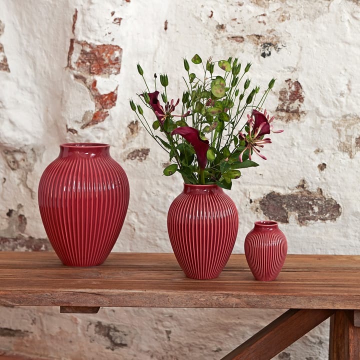 Knabstrup riflet vase 27 cm, Bordeaux Knabstrup Keramik