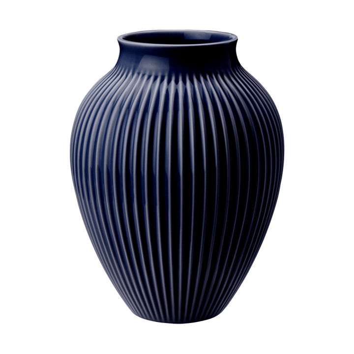 Knabstrup riflet vase 27 cm, Dark blue Knabstrup Keramik