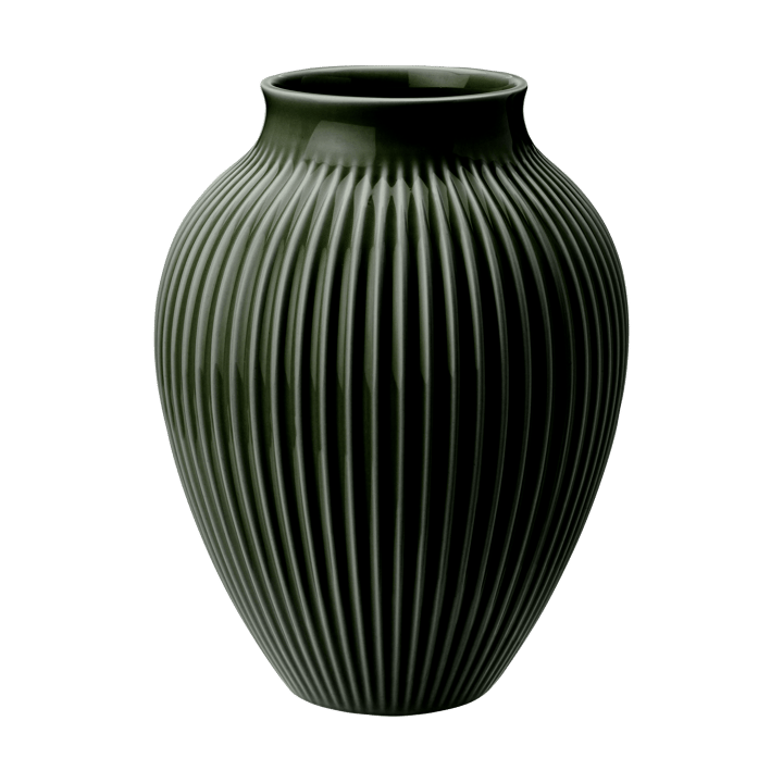 Knabstrup riflet vase 27 cm, Dark green Knabstrup Keramik