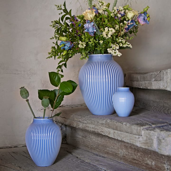 Knabstrup riflet vase 27 cm, Lavendelblå Knabstrup Keramik
