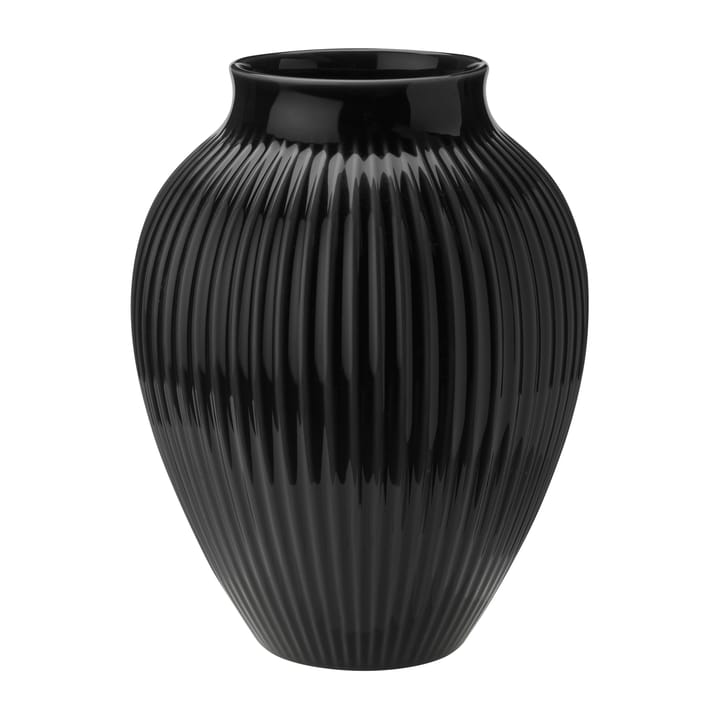 Knabstrup riflet vase 27 cm, Svart Knabstrup Keramik