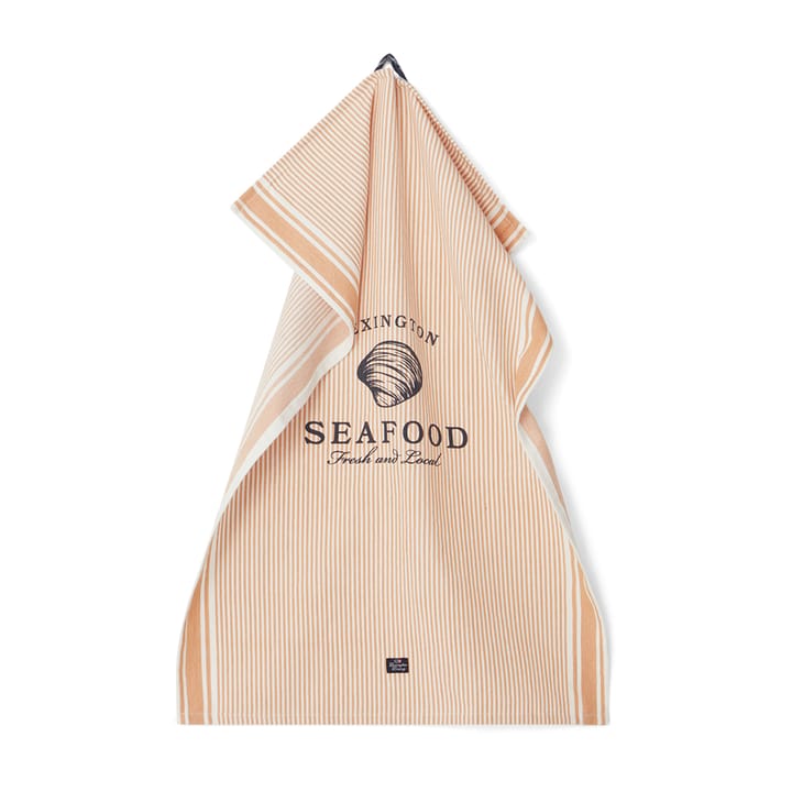 Seafood Striped & Printed kjøkkenhåndkle 50 x 70 cm, Beige-hvit Lexington