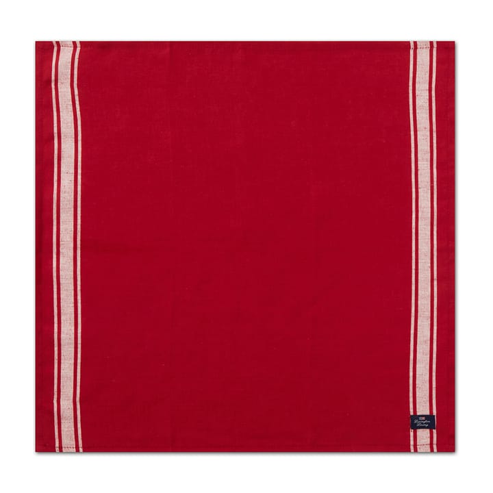 Side striped Cotton Linen serviett 50 x 50 cm, Red-white Lexington
