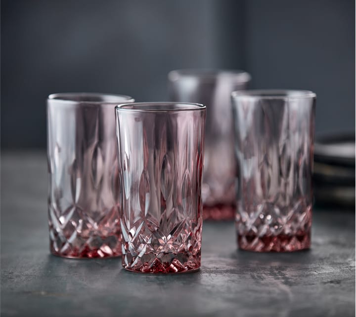 Sorrento highball glass 38 cl 4-pakning, Pink Lyngby Glas