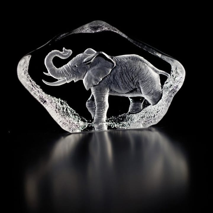 Wildlife glassminiatyr elefant, glass Målerås Glasbruk