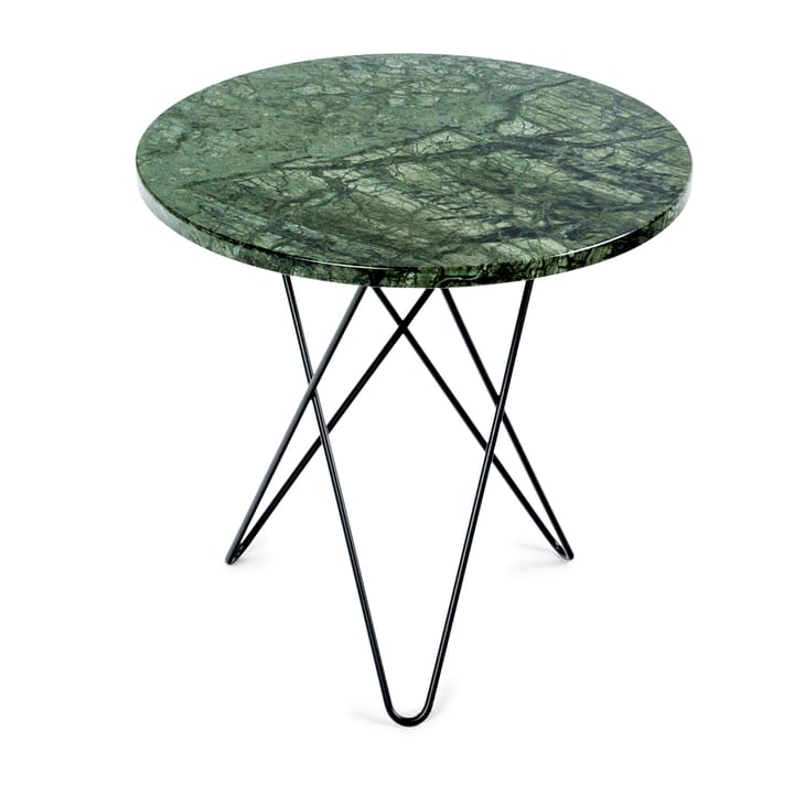 Tall mini O sidebord Ø50 H50, svart understell - grønn marmor - OX Denmarq