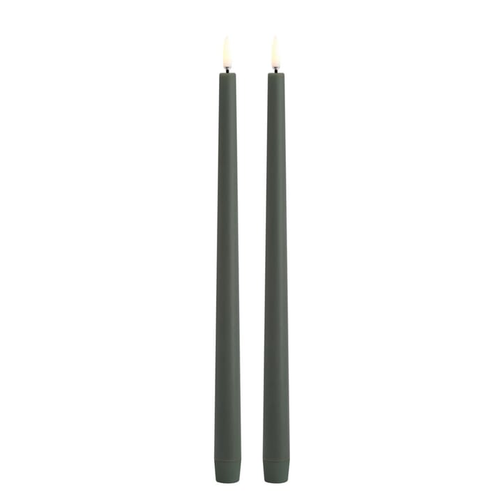 LED Kronelys Slim 2-pakning 2,3x32 cm, Olivengrønn Uyuni Lighting