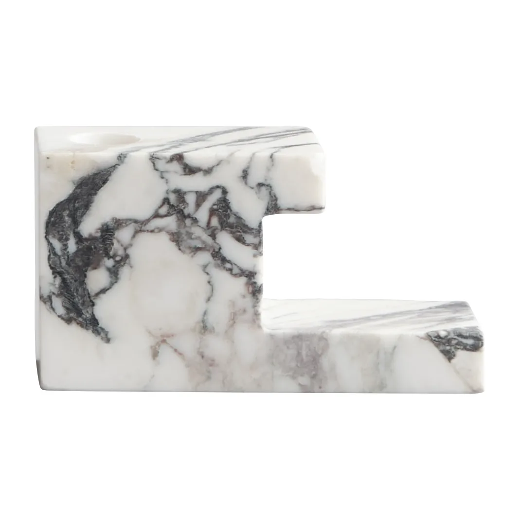 101 Copenhagen Brett lav lysestake 7,5 x 14 cm Calacatta