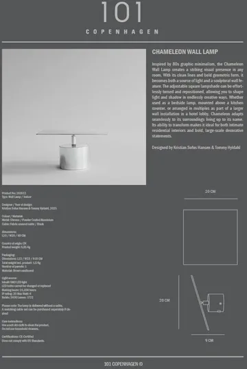 Chameleon vegglampe - Chrome - 101 Copenhagen