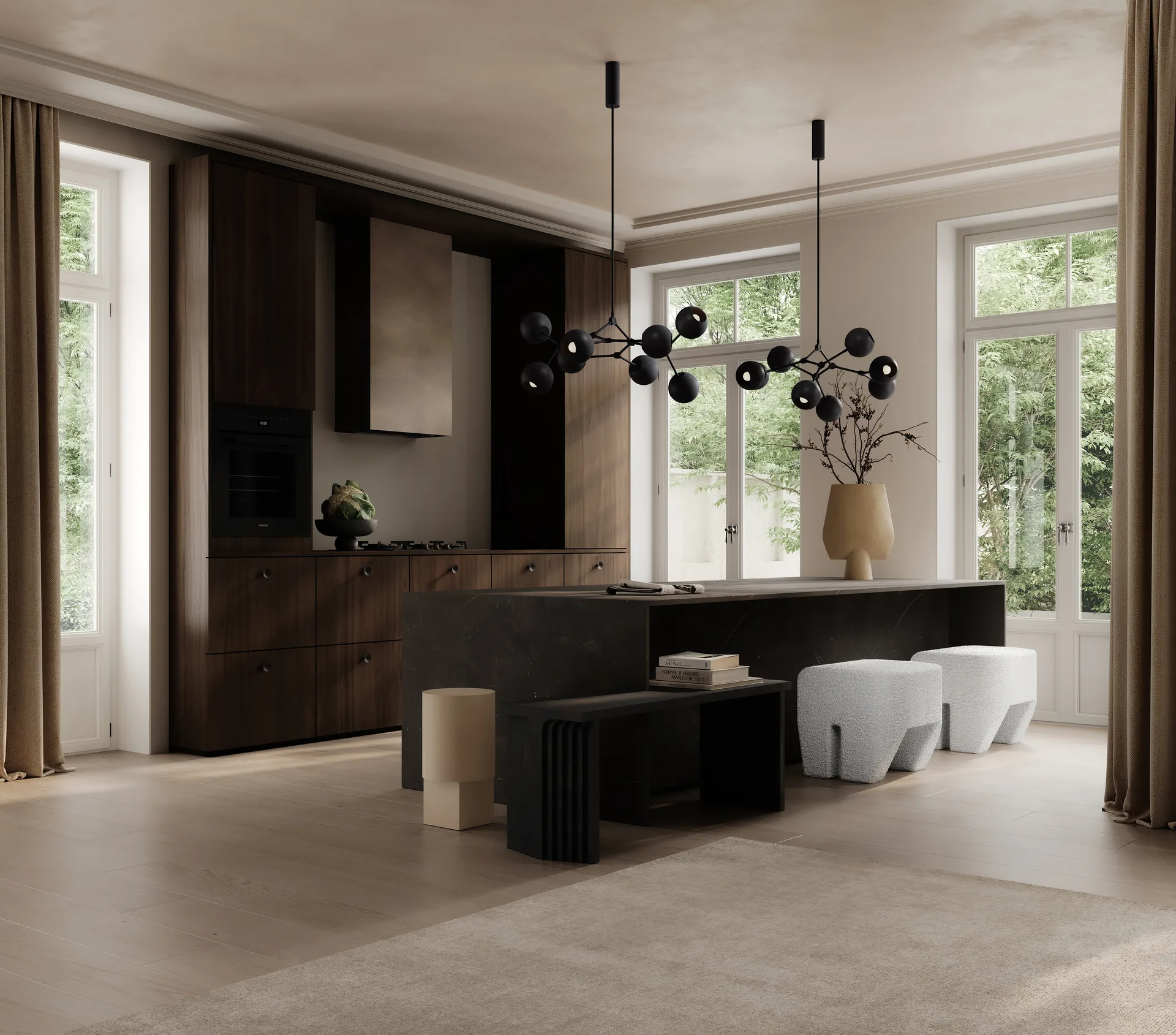 Drop Chandelier Globe lysekrone mini, Burned black 101 Copenhagen