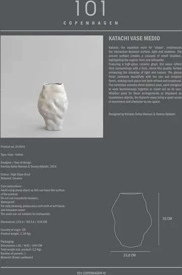 Katachi vase medium - High glaze birch - 101 Copenhagen