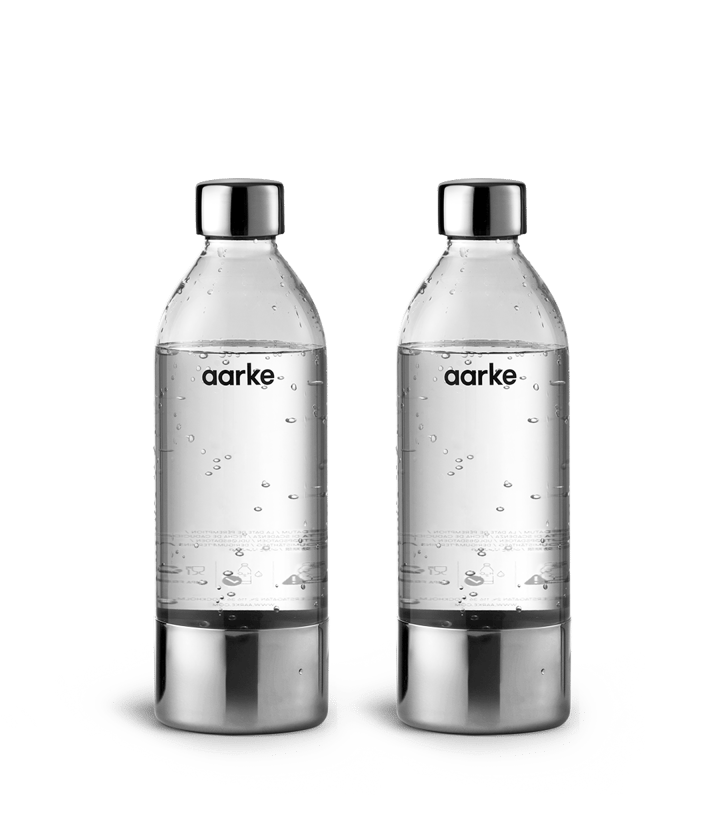 Aarke PET vannflaske 1 l 2-pakning, Klar-rustfritt stål Aarke