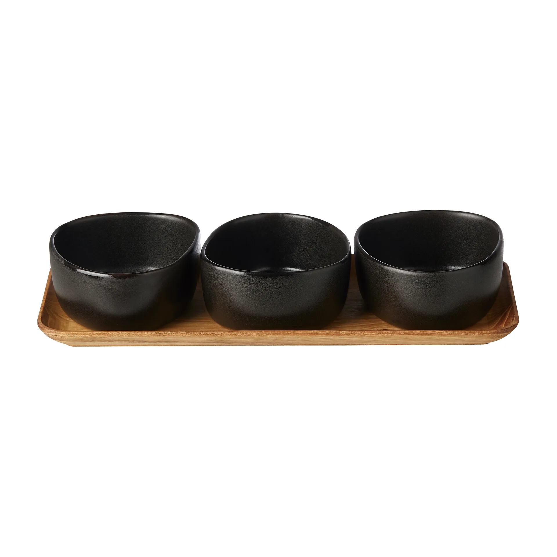 Raw Organic skålsett med trebrett, Titanium Black Aida