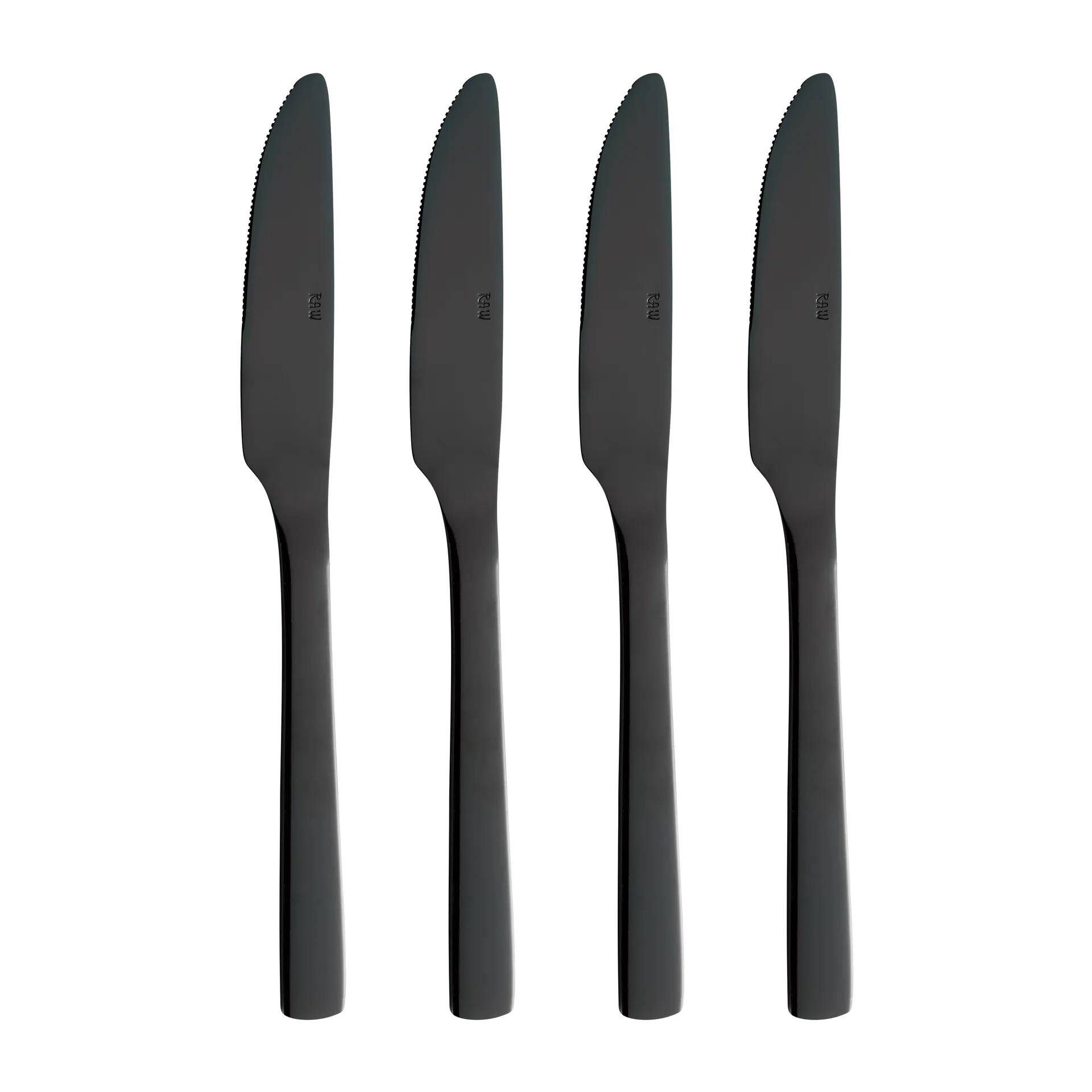 Raw spisekniv 4-pakning, Sort Aida