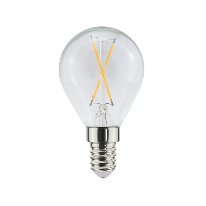 Airam Filament LED globe lyspære, klar, ikke dimbar, 2-filament E14, 1W Airam