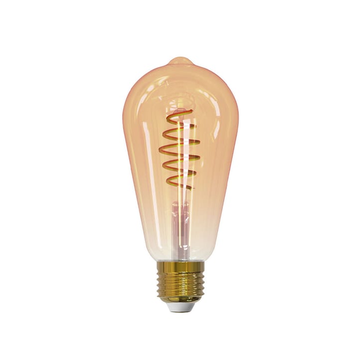 Airam Smarte Hjem Filament LED Edison lyspære, amber, ST64, spiral E27, 6W Airam