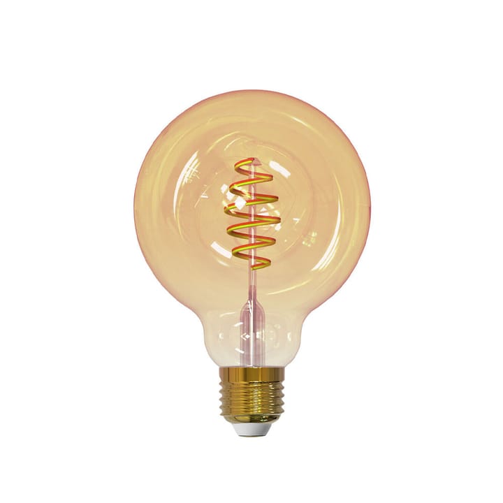 Airam Smarte Hjem Filament LED globe lyspære, amber, 95MM, spiral E27, 6W Airam