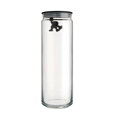 Gianni glasskrukke med lokk 200 cl 10,5x30,5 cm, Svart Alessi