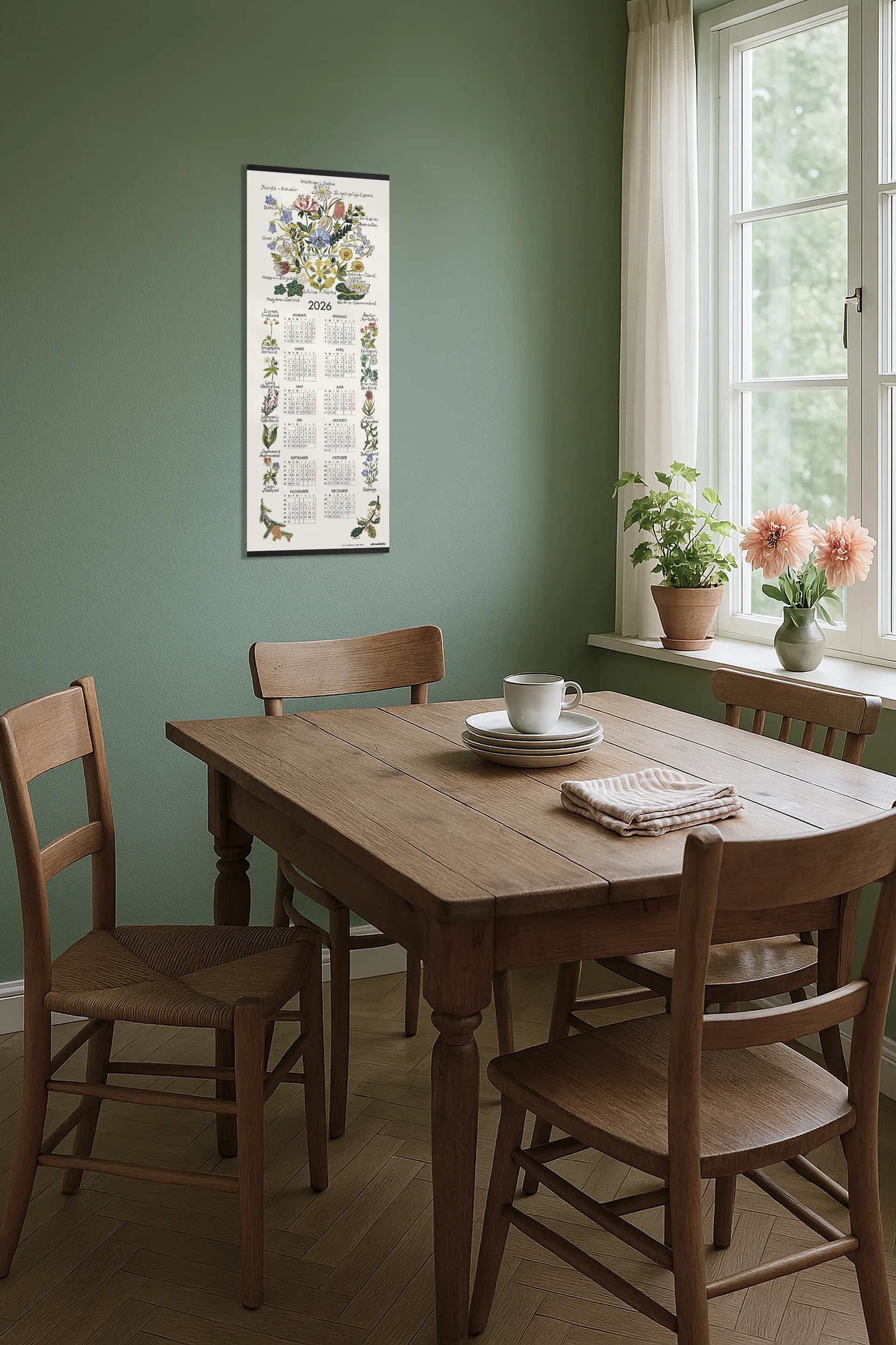 Landskapsblomster kalender 2026, 35x90 cm Almedahls