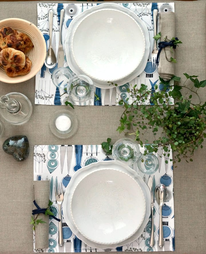 Piknik bordbrikke 34 x 45 cm 2-pakning, Blå-beige Almedahls