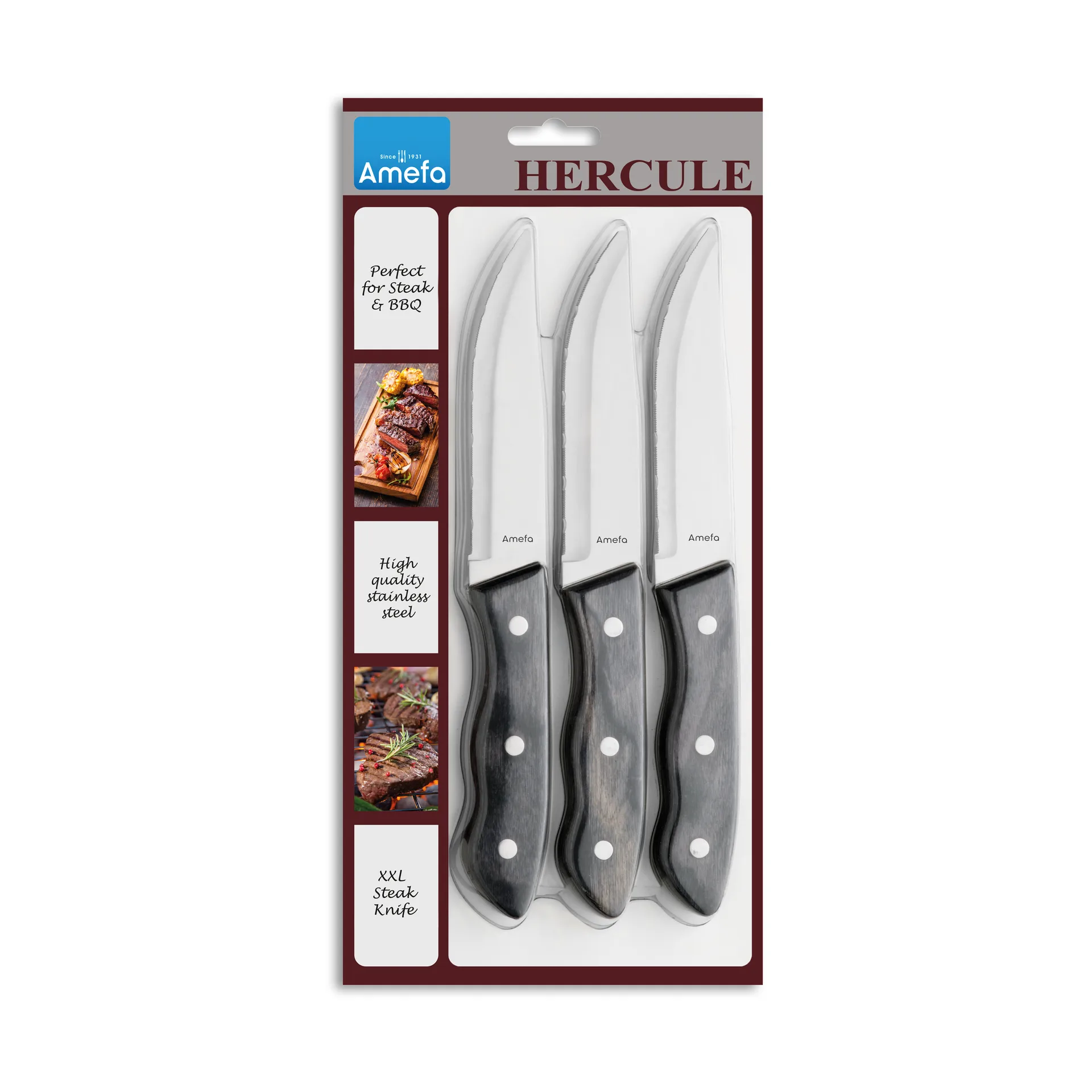 Hercule grillkniv XXL 3-pk, Svart Amefa