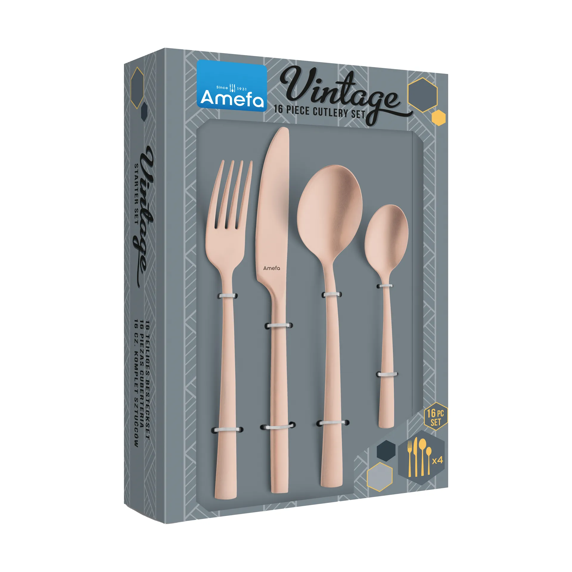 Manille Vintage bestikksett 16 deler, Kobber Amefa