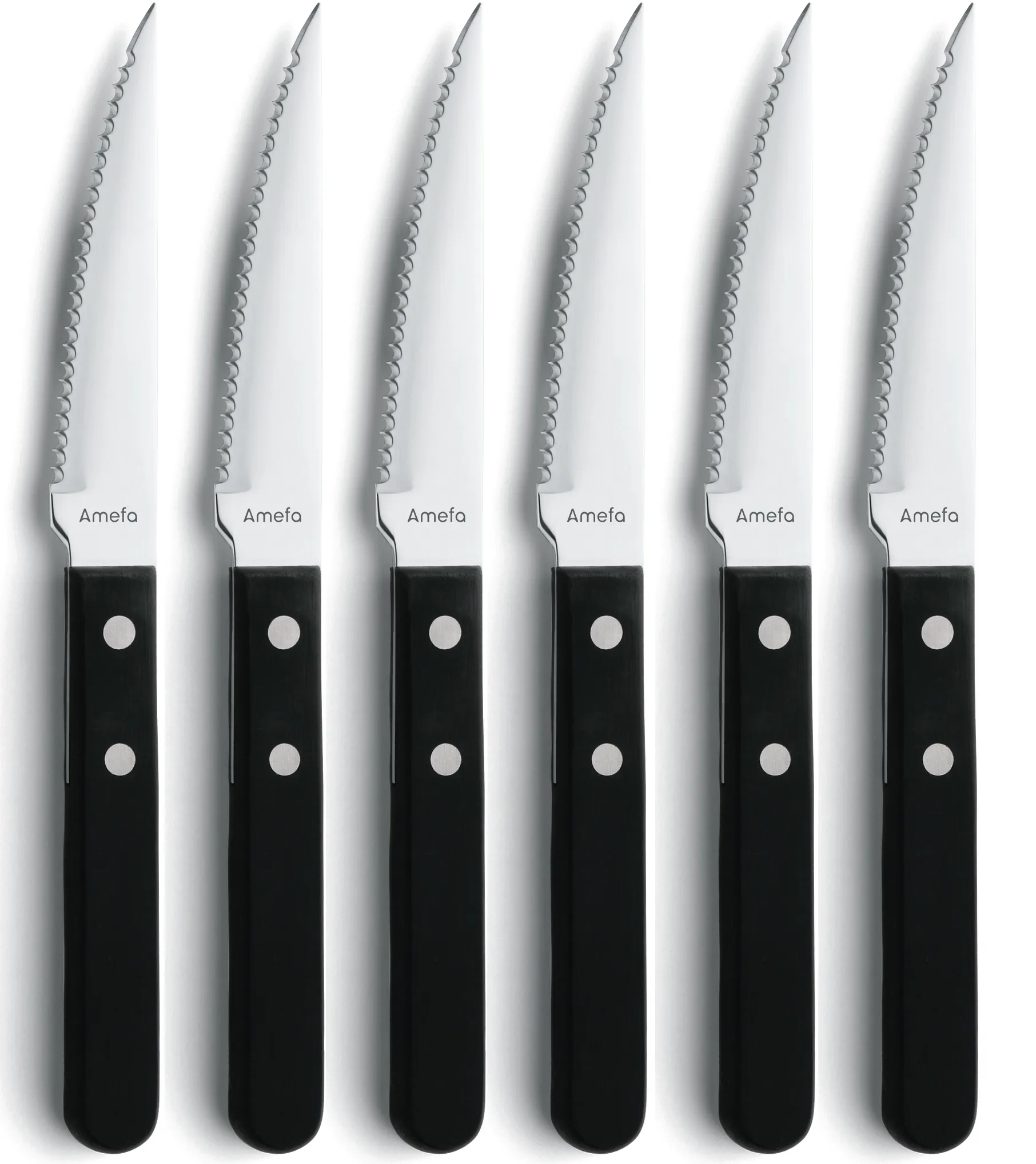 Pizza Noir grillkniv 6-pk, Svart Amefa