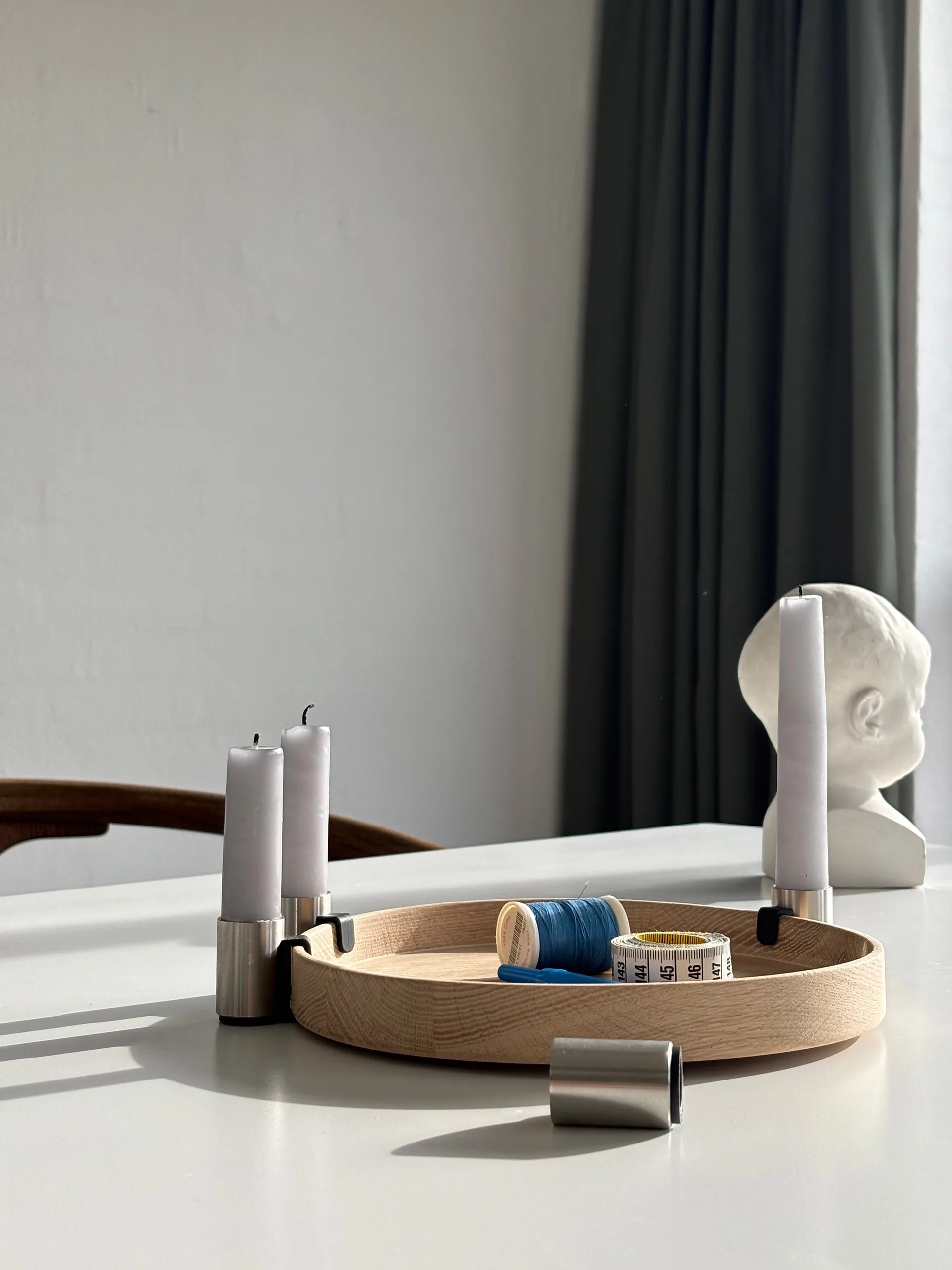 Luna lysestake Ø27 cm, Eik-stål Applicata