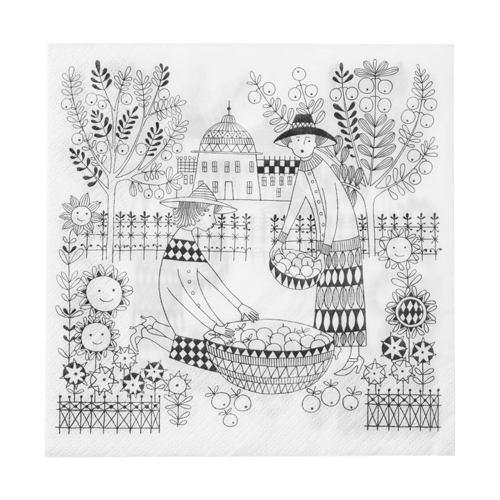 Emilia papirsservietter 33x33 cm 20-pakning - Svart-hvit - Arabia