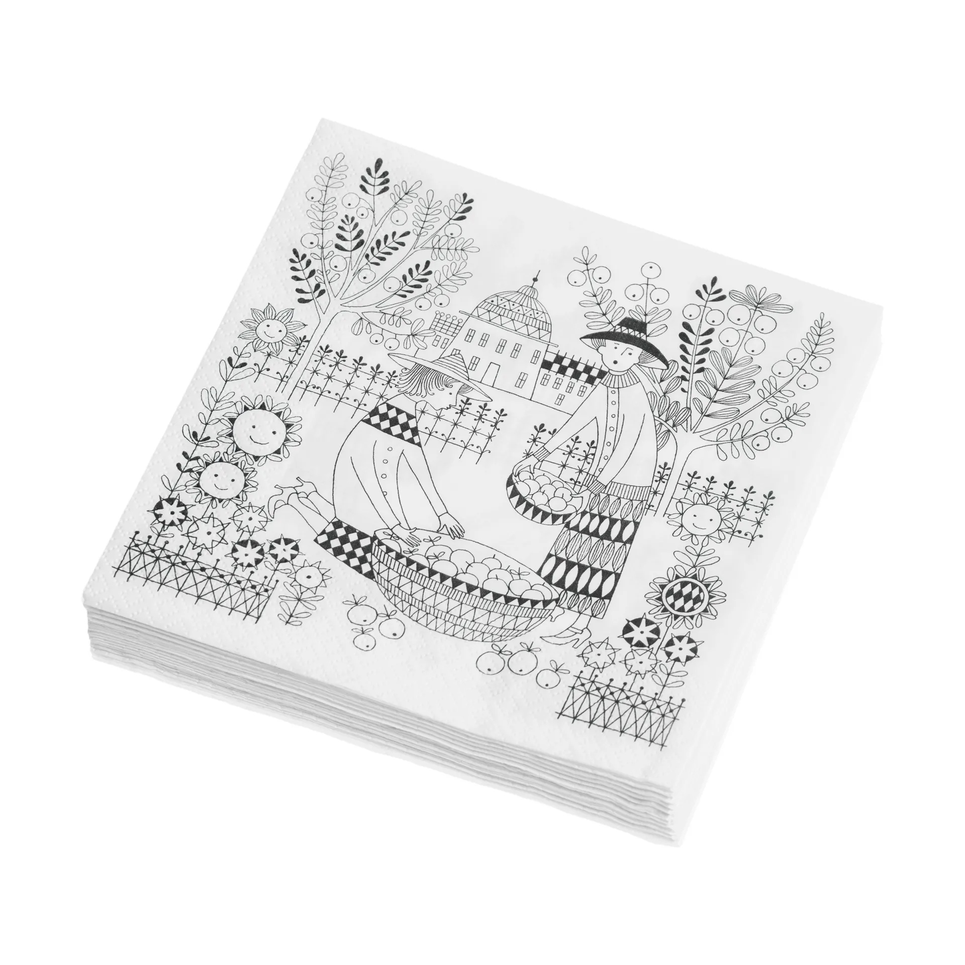 Emilia papirsservietter 33x33 cm 20-pakning, Svart-hvit Arabia