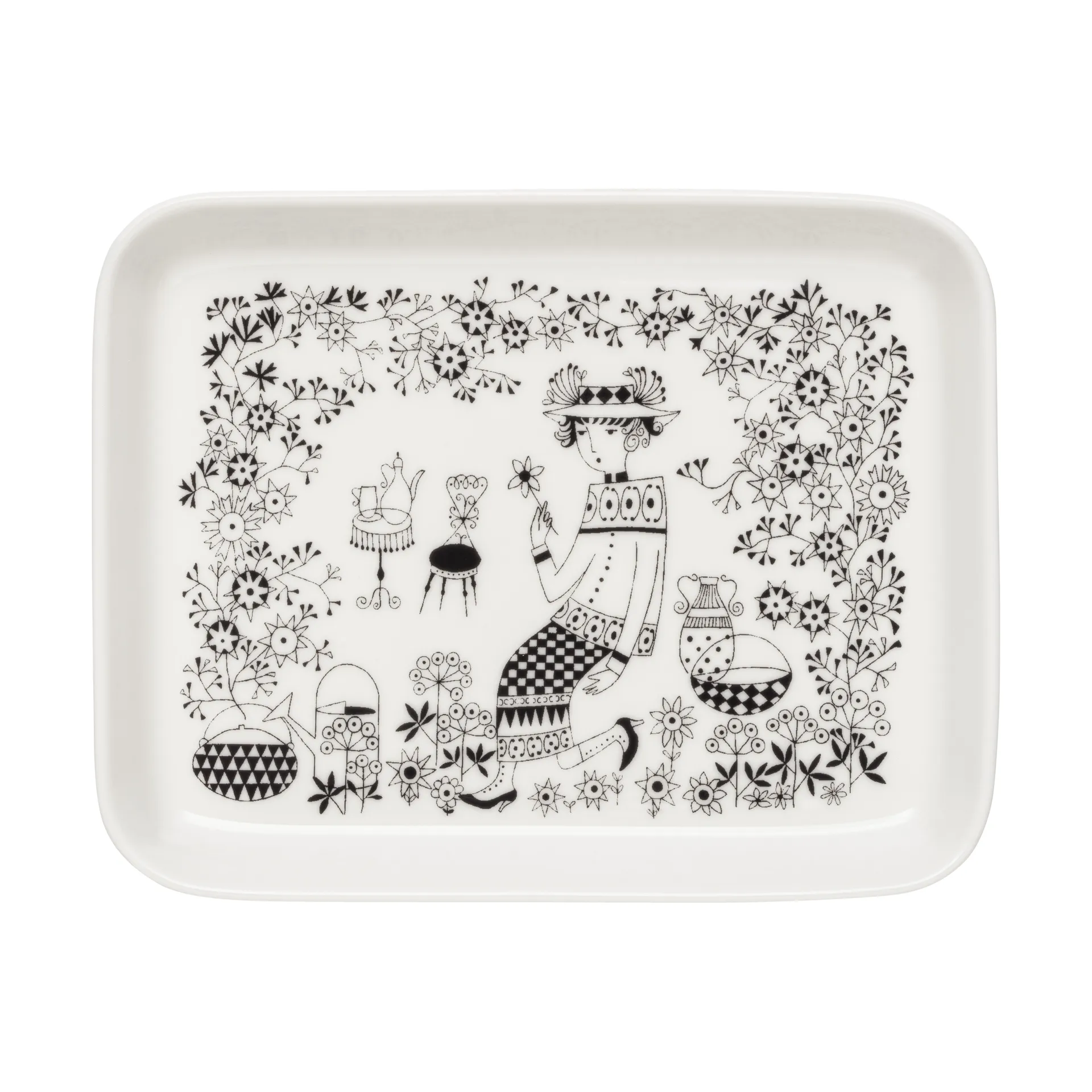Emilia tallerken 15x19 cm, Svart-hvit Arabia