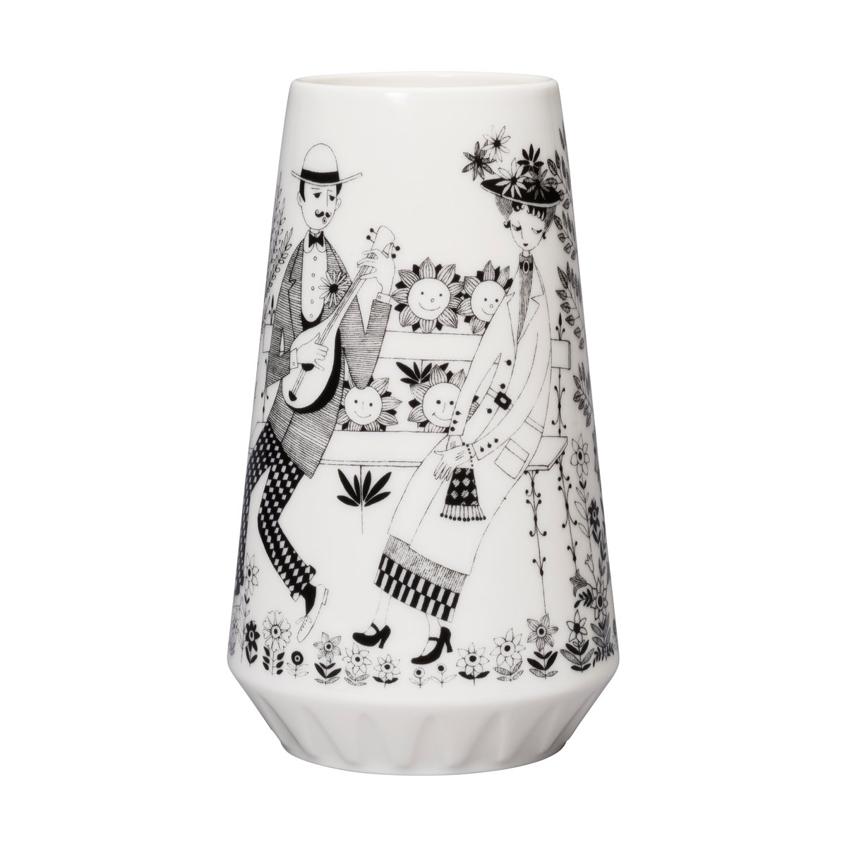 Arabia Emilia vase 19 cm Svart-hvit