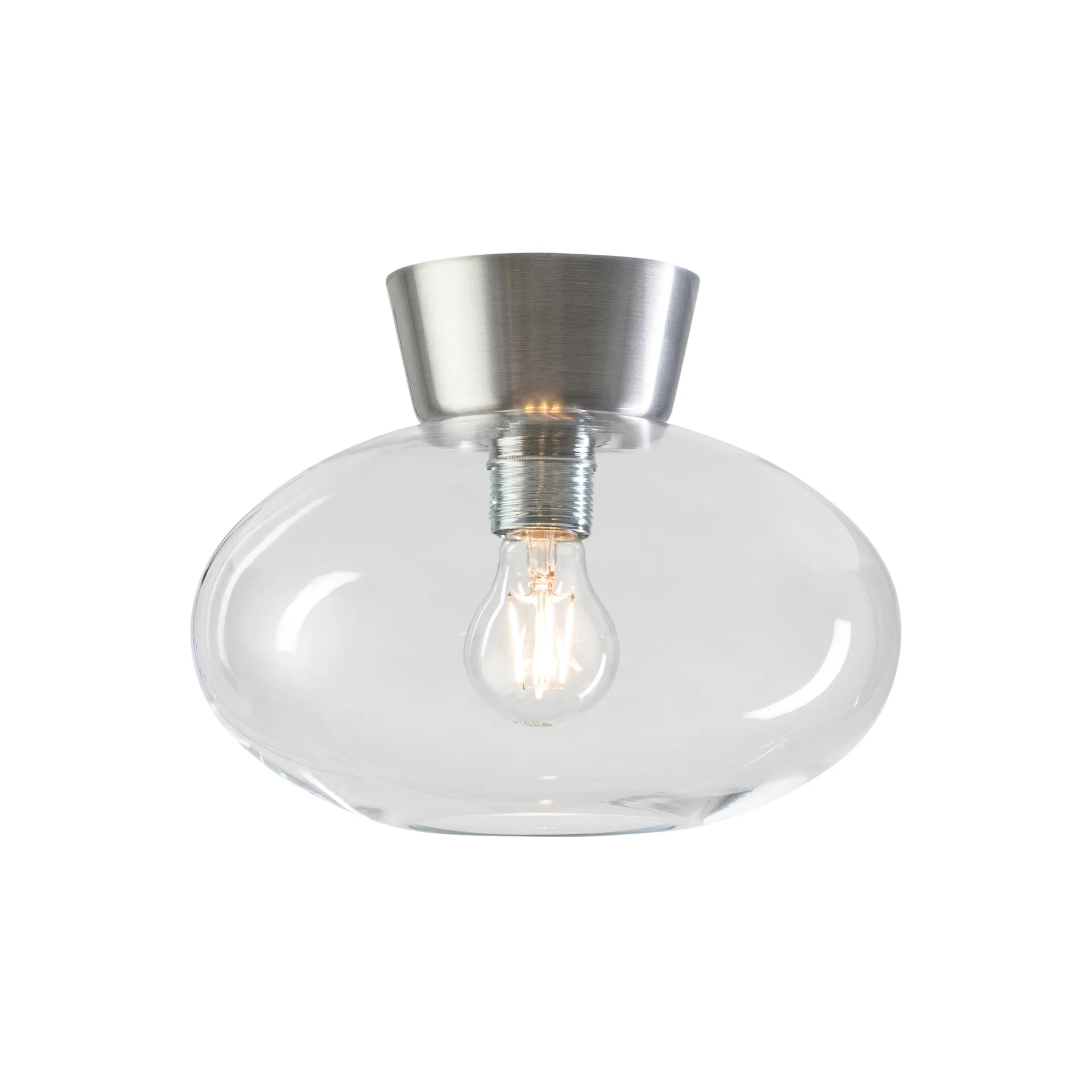 Bullo plafond klart glass Ø27 cm, Aluminium Belid