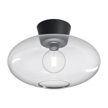 Bullo takplafond XL klart glass Ø 38 cm - Matt svart - Belid