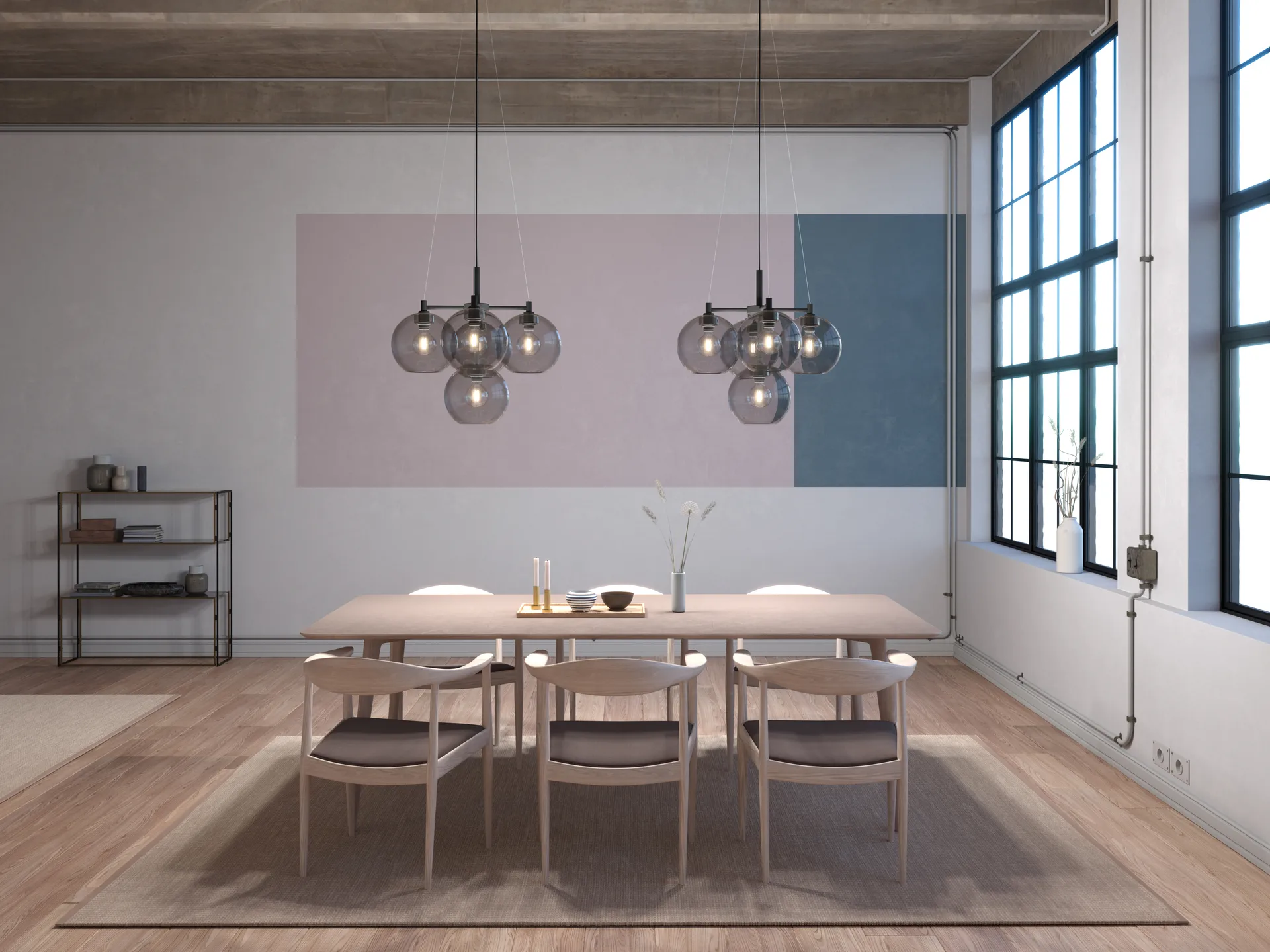 Gloria lysekrone Ø67 cm, Svart-røykfarget glass Belid