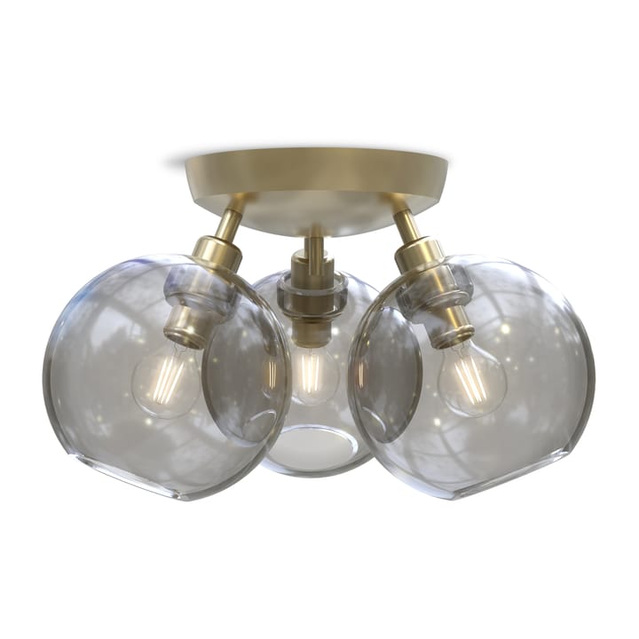 Gloria plafond Ø33 cm, Messing-røykfarget glass Belid