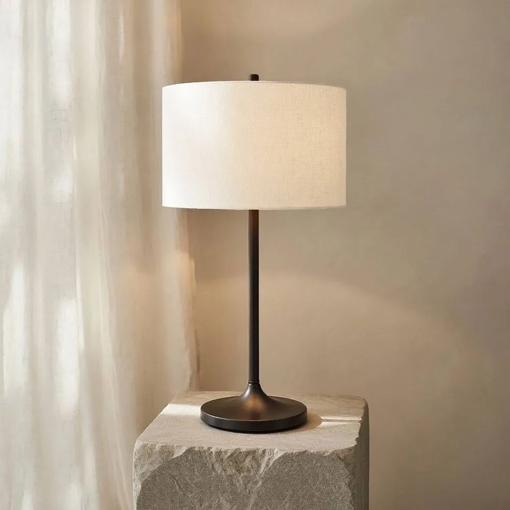 Soft bordlampe, Lin hvit-metallic bronse, Ø34x64 cm Belid