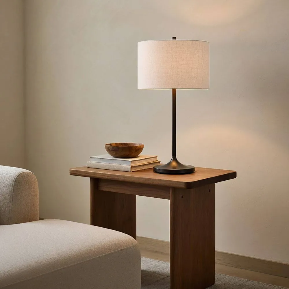 Soft bordlampe, Lin hvit-metallic bronse, Ø34x64 cm Belid