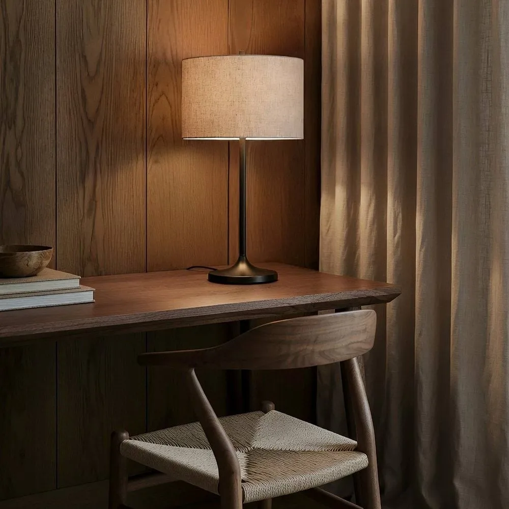 Soft bordlampe, Lin natur-metallic bronse, Ø34x64 cm Belid