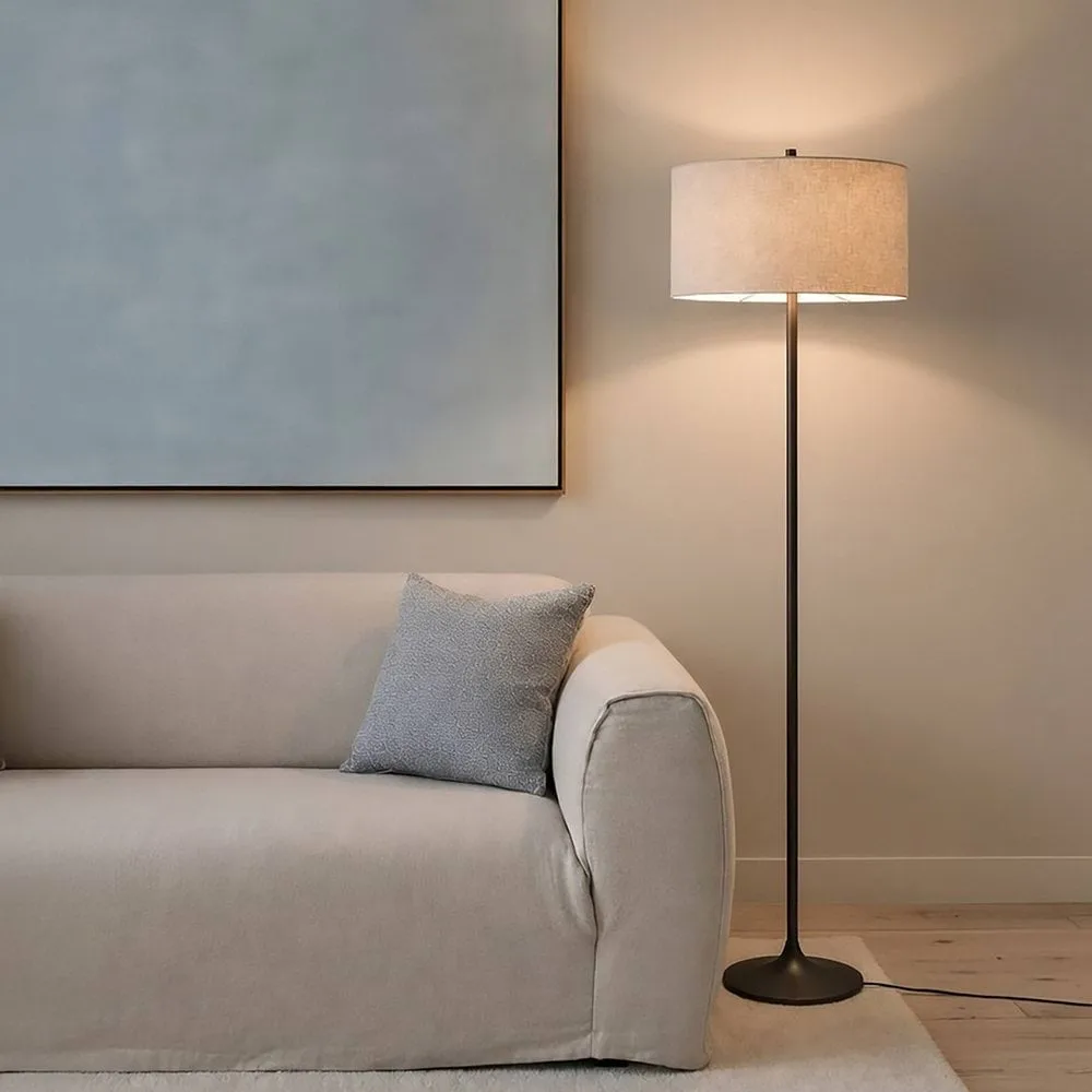 Soft gulvlampe, Lin natur-metallic bronze, Ø44x149,5 cm Belid