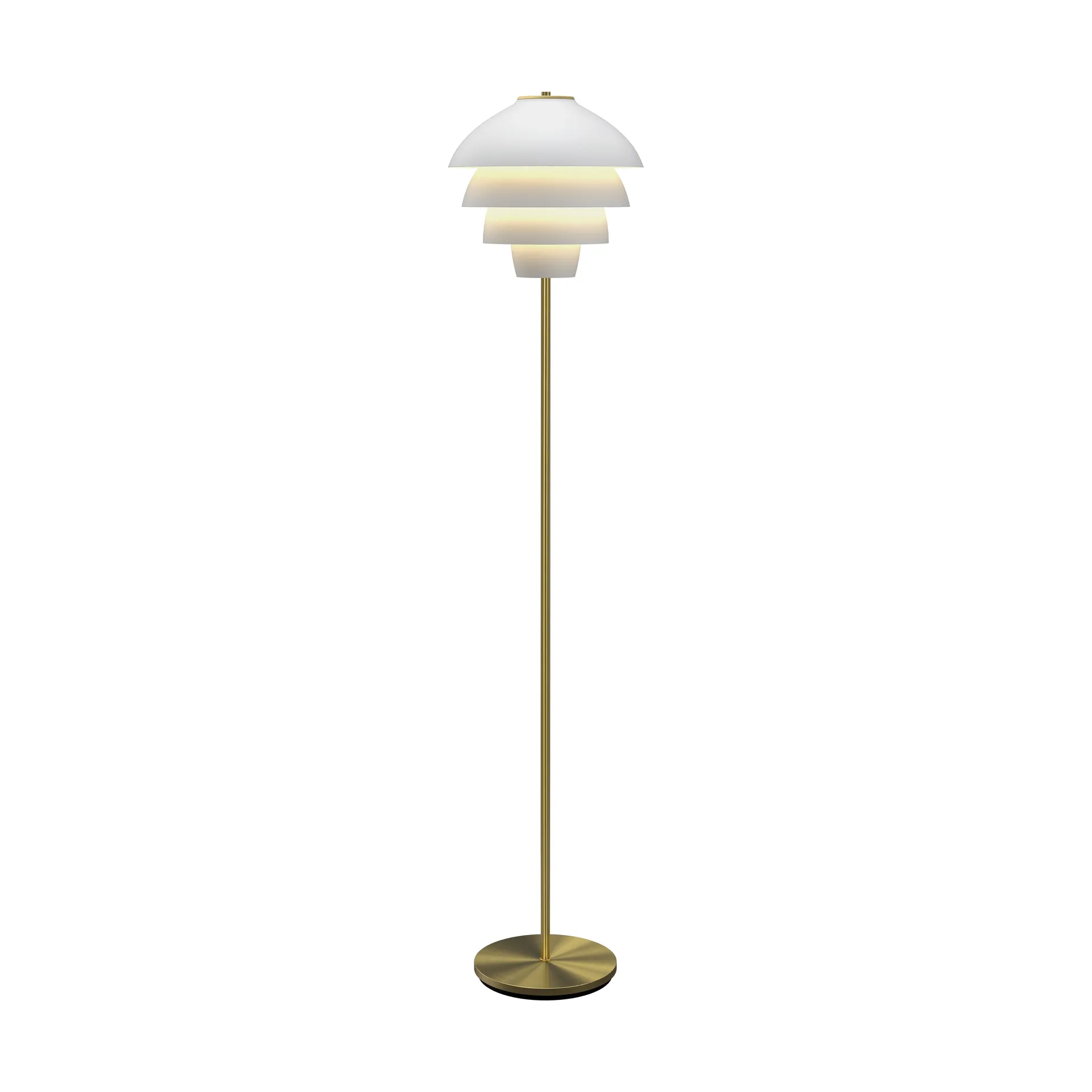 Valencia gulvlampe 150 cm, Mattvit-messing Belid