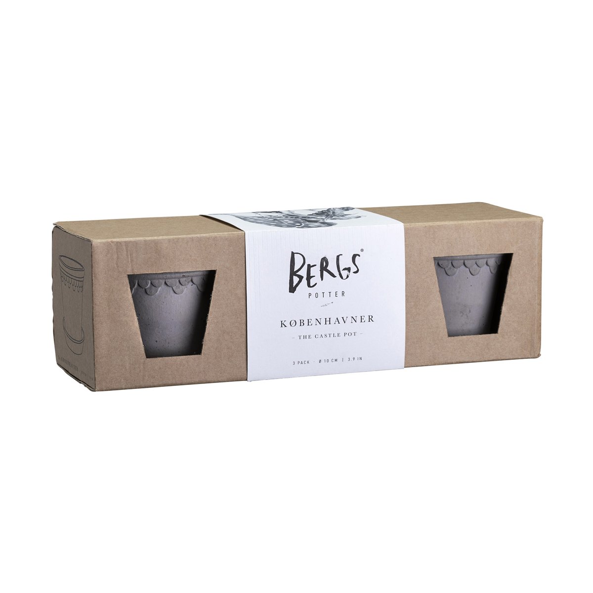 Bergs Potter Københavner krukke Ø10 cm 3-pakn. Grey